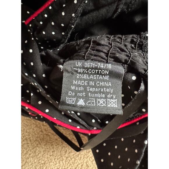 Hell Bunny Vanity Mini Dress Retro Pinup Rockabilly Polka Dot Black White Red - Picture 7 of 8